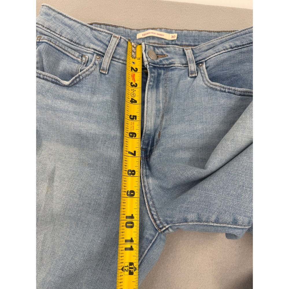 Levis 721 High Rise Skinny Jeans Womens 30x30 Light Wash Blue Denim Stretch - Picture 9 of 14